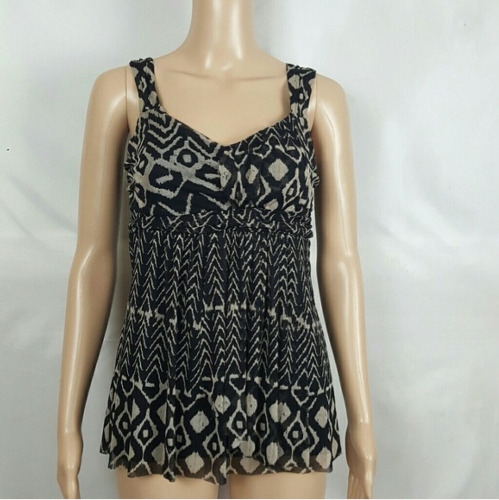 Boho Bohemian Ethnic Tribal Print Flowy Tank Top XS